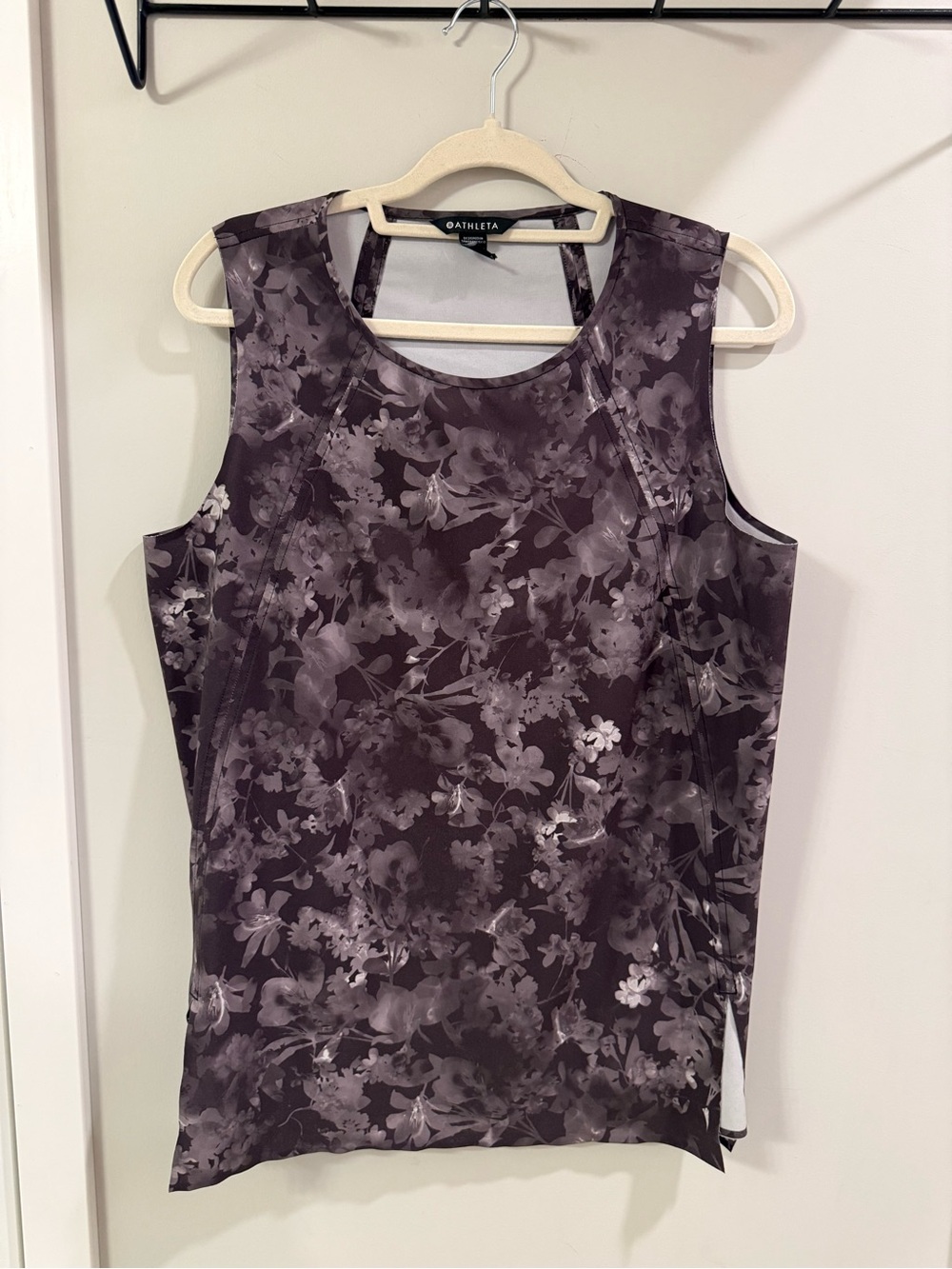Athleta Floral Satin Sleeveless Camisole - Black/Gray